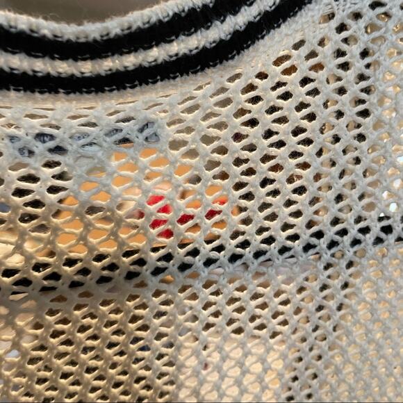 American Eagle Cream & Black Open Knit Long Dark Academia Cardigan Sweater S - Picture 9 of 11